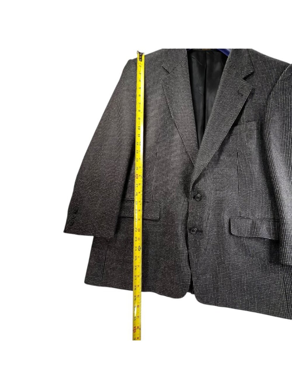 Lana Moda Mens Italian Wool Silk Blazer Jacket Houndstooth 44R Black Gray Coat - Picture 16 of 16